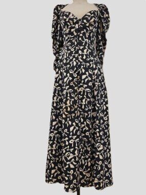 NEW $298 FOR LOVE AND LEMONS ANGELICA BOWS MAXI DRESS IN BLACK SIZE S